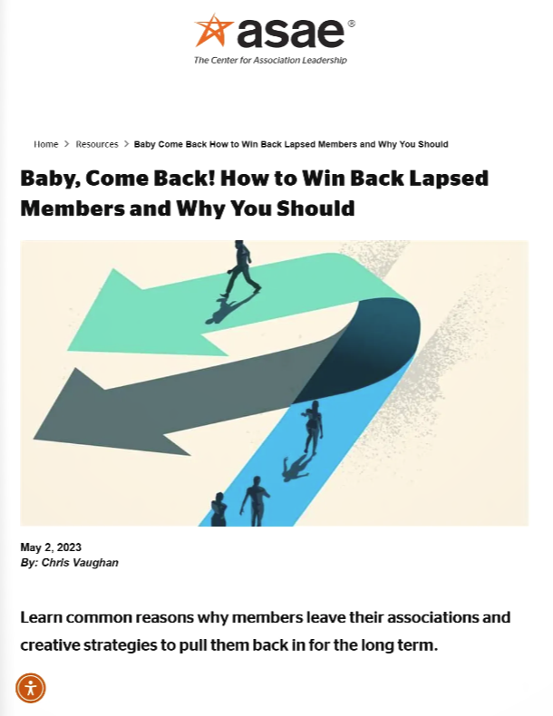Baby Come Back! How To Win Back Lapsed Members And Why You Should (Asae)