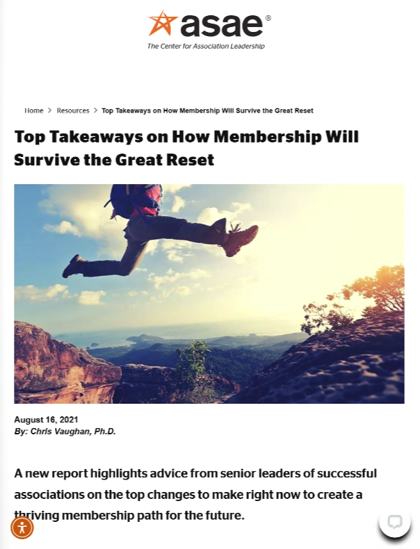 Top Takeaways On How Membership Will Survive The Great Reset (Asae)