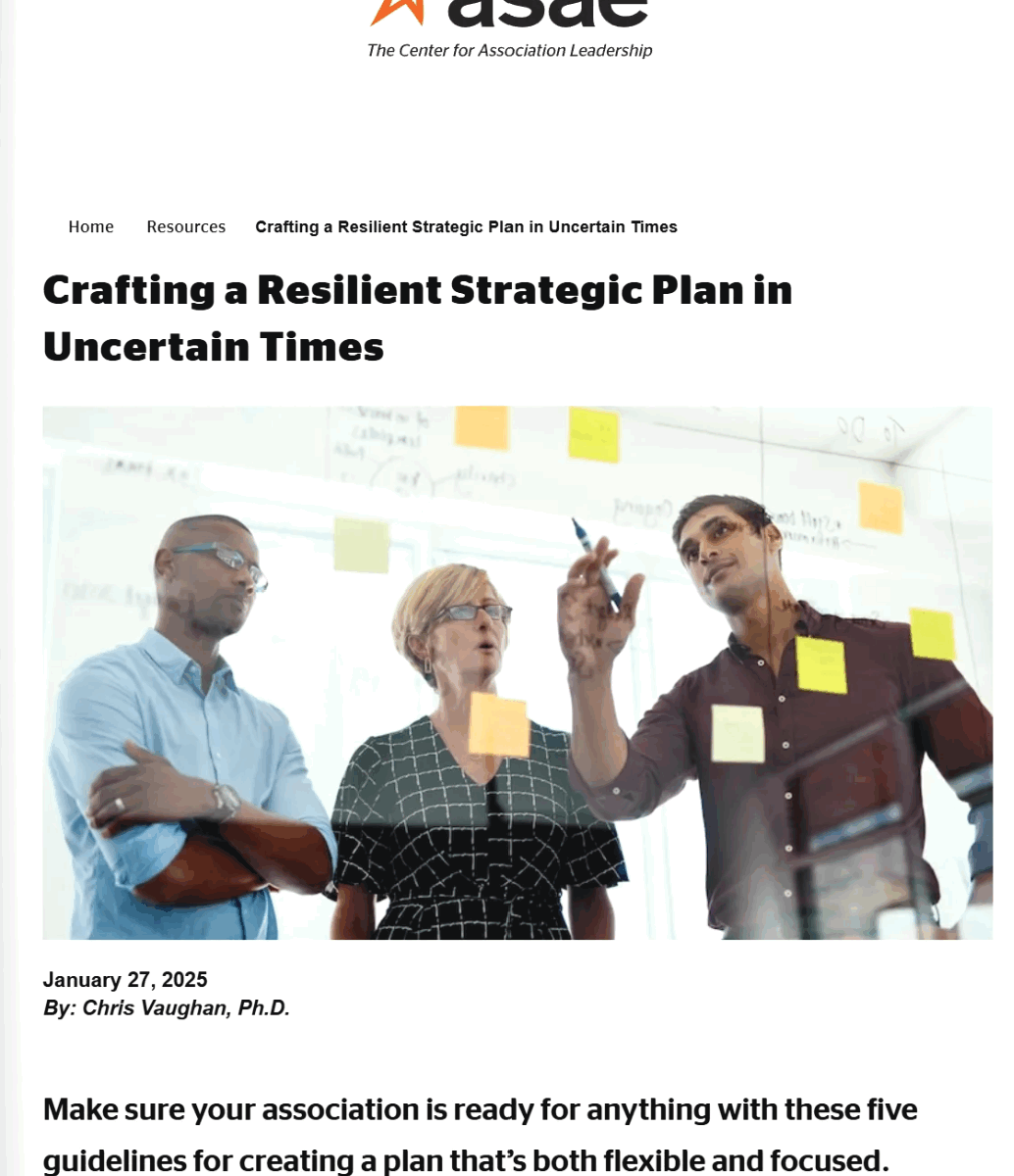 Crafting A Resilient Strategic Plan In Uncertain Times (Asae)